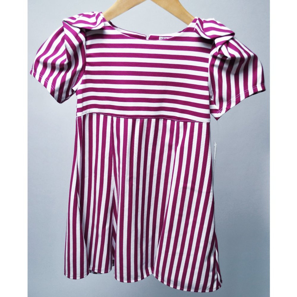 Habitual Kids Maroon and White Striped Dress Girls Size 5/6